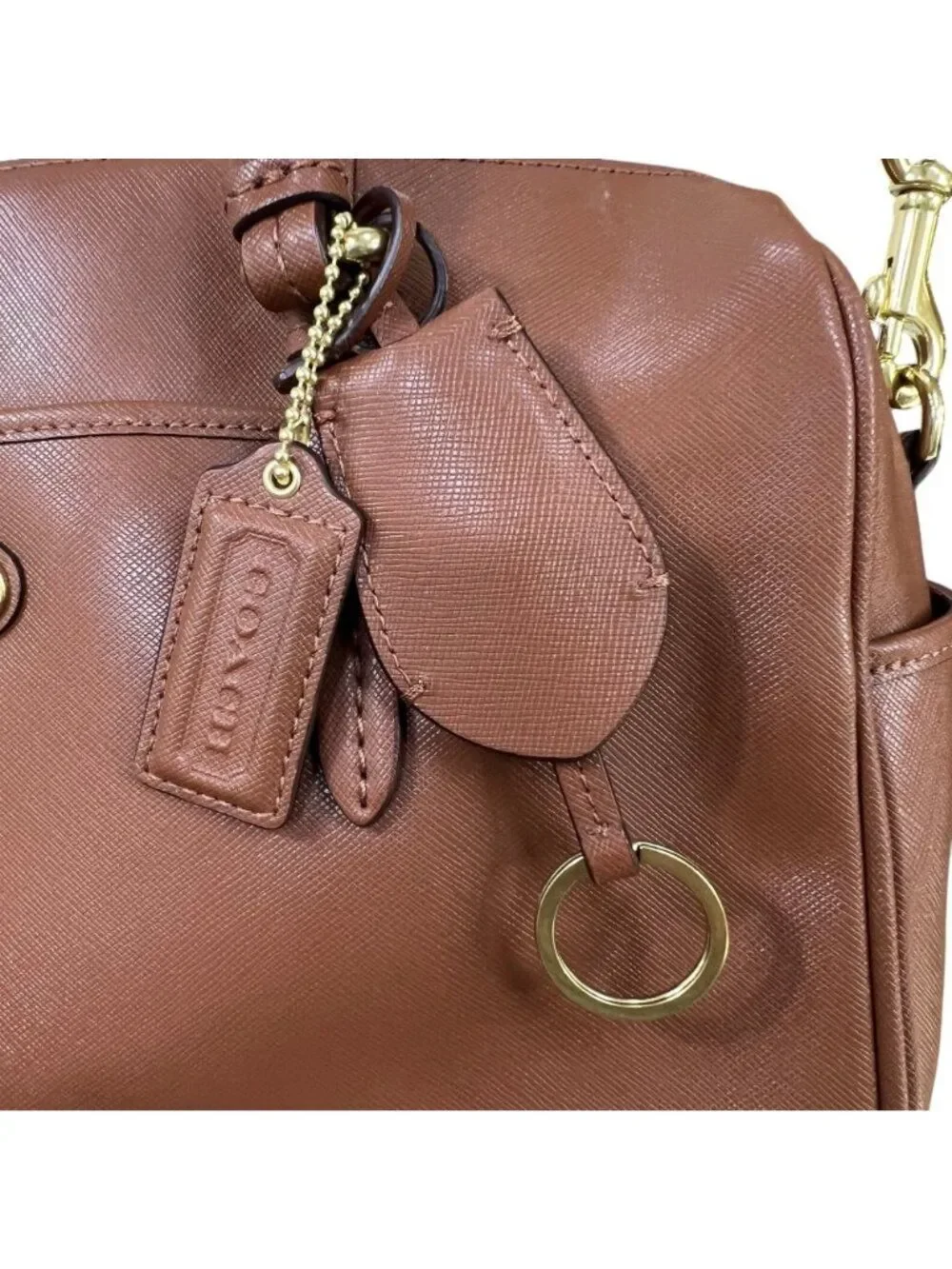 Coach Peyton Leather Nancy Satchel Convertible Crossbody British Tan